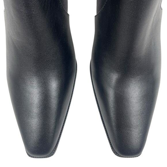 Mango Leather Square Toe Heeled Ankle Boots Black Size 38/ 7.5 - Picture 5 of 12